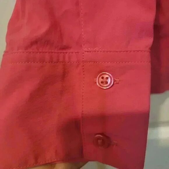 Lucy Women's Hot Pink Nylon/Spandex Long Sleeve Button Down Shirt EUC sz M - Picture 7 of 10